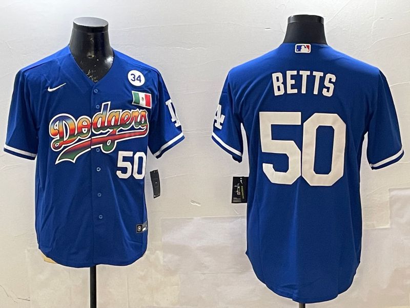 Men Los Angeles Dodgers 50 Betts Blue Fashion 2025 Nike MLB Jersey style 3